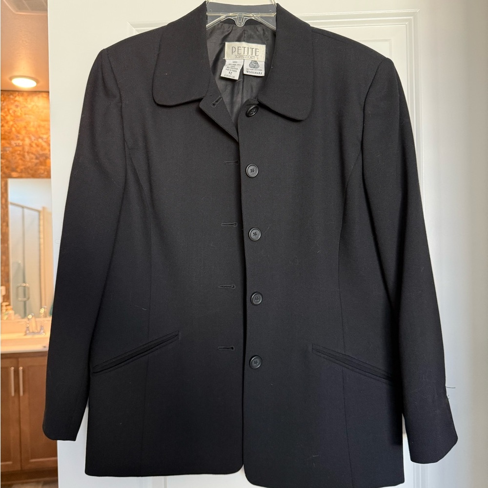 Petite Sophisticate Black Wool Blazer